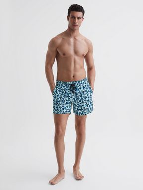 Vilebrequin Leopard Print Swim Shorts in Blue Multi