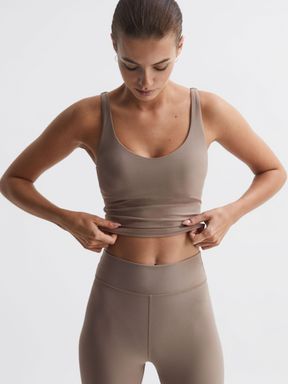 The Upside Cropped Scoop Neck Sports Top in Light Brown