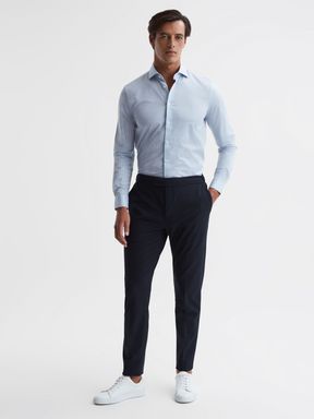 Drawcord Waist Relaxed Trousers in Navy