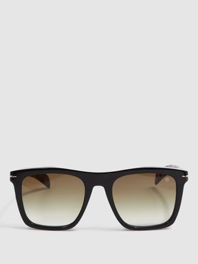 Eyewear by David Beckham Squared Tortoiseshell Sunglasses in Tortoise