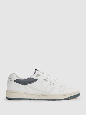 Leather Colourblock Lace-Up Trainers in White