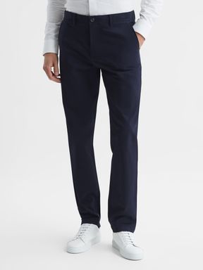Slim Fit Washed Chinos in Navy