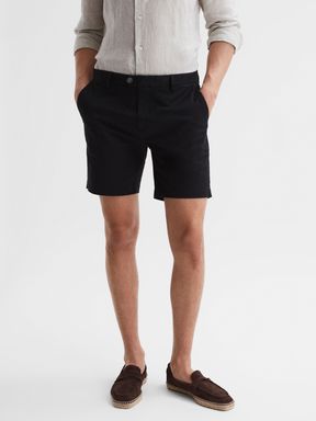 Short Length Casual Chino Shorts in Black