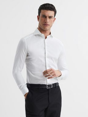 Slim Fit Cotton Twill Shirt in White