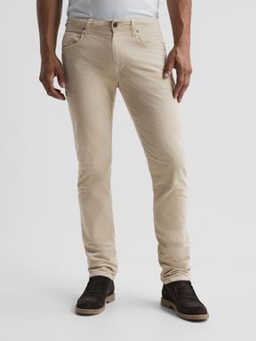 PAIGE Micro-Corduroy Slim Fit Jeans in Ivory Cream