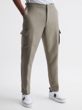 Twill Cargo Trousers in Sage