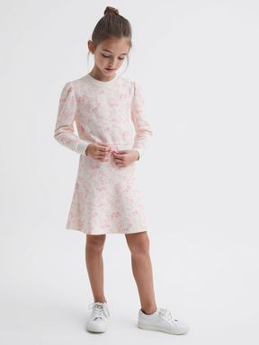 Junior Relaxed Jersey Dress in Pink Print