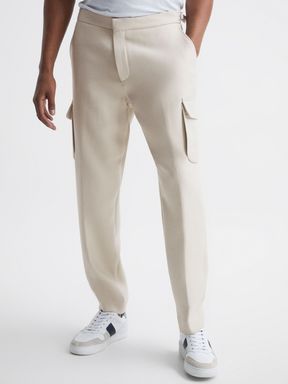 Twill Cargo Trousers in Ivory