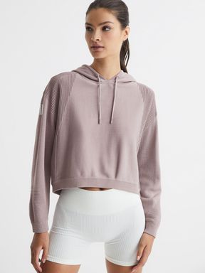 Castore Ribbed Hoodie in Mauve