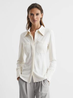 Long Sleeve Jersey Shirt in Ivory