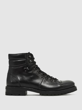 Leather Hiking Boots in Black