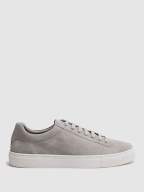 Suede Trainers in Light Grey