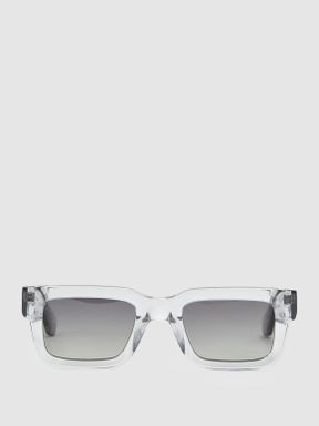 Chimi Rectangular Frame Acetate Sunglasses in Grey