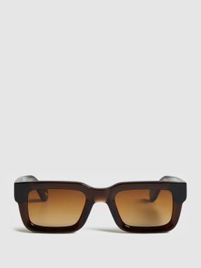 Chimi Rectangular Frame Acetate Sunglasses in Brown