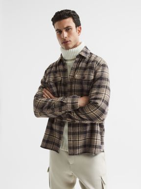 Paige Cotton Checked Overshirt in Dark Hilside