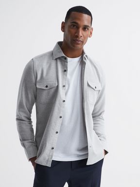 Twin Pocket Overshirt in Soft Grey