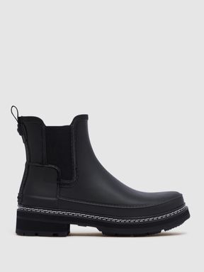 Hunter Stitch Detail Chelsea Boots in Black