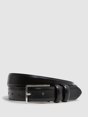 Smooth Leather Belt in Black