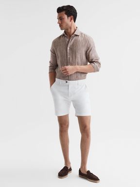 Short Length Casual Chino Shorts in White