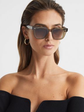 Chimi Square Frame Acetate Sunglasses in Green