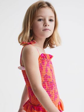 Junior Floral Swimsuit in Orange Print
