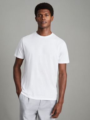 Cotton Crew Neck T Shirt in White