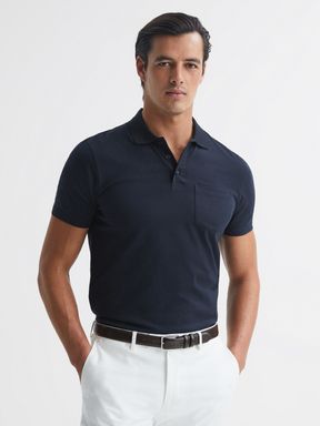 Short Sleeve Polo T-Shirt in Navy