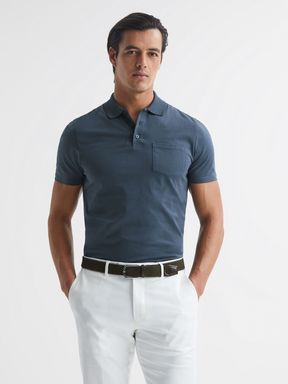Short Sleeve Polo T-Shirt in Steel Blue