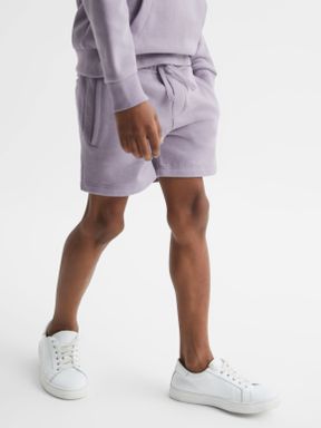 Junior Drawstring Jersey Shorts in Lilac