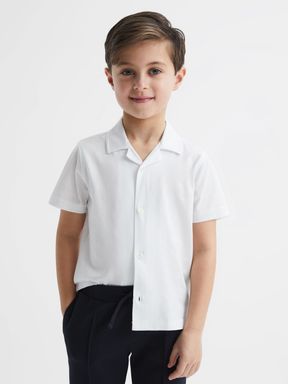 Junior Cotton Jersey Buttoned Shirt in White