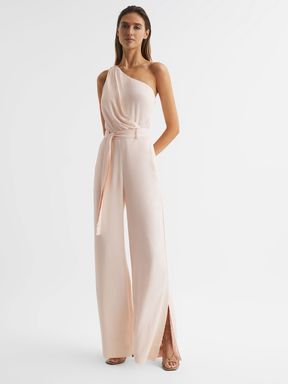 Off-The-Shoulder Jumpsuit in Nude