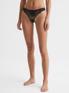 Calvin Klein Underwear Lace Thong in Black