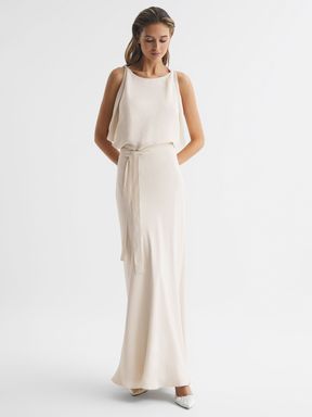 Cowl Neck Bridesmaid Maxi Dress in Ivory