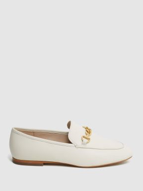 Chain Detail Loafers in Off White