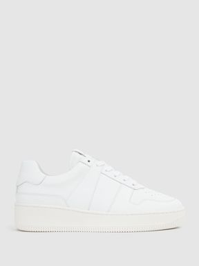 Mid Top Leather Trainers in White