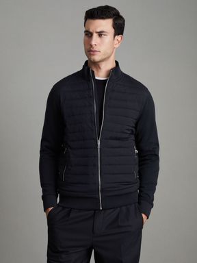 Quilted Hybrid Jacket in Navy
