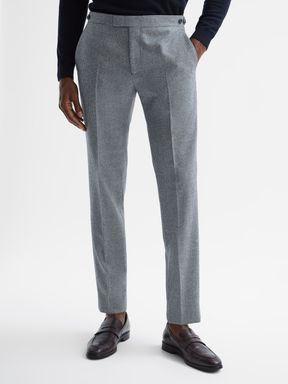 Slim Fit Wool Trousers in Blue