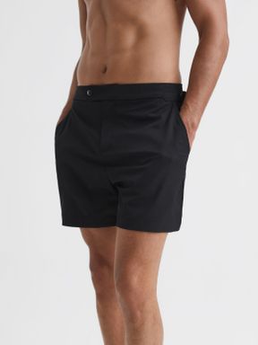 Side Adjuster Swim Shorts in Black
