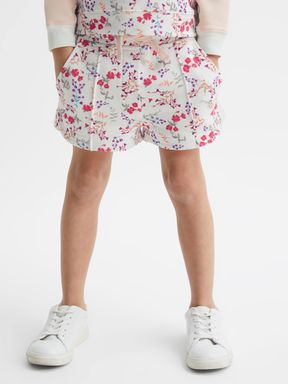 Junior Relaxed Floral Printed Shorts in Pink Print