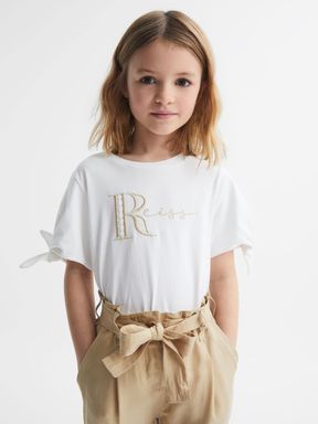 Junior Printed Cotton T-Shirt in White