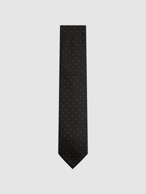 Silk Polka Dot Tie in Black