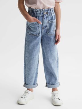Junior High Rise Washed Jeans in Blue
