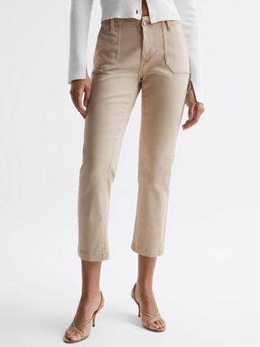 Paige High Rise Straight Leg Jeans in Vintage Warm Sand