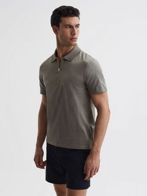 Mercerised Egyptian Cotton Polo Shirt in Sage