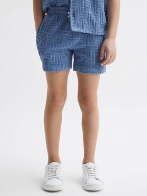 Senior Terry Towelling Shorts in Airforce Blue