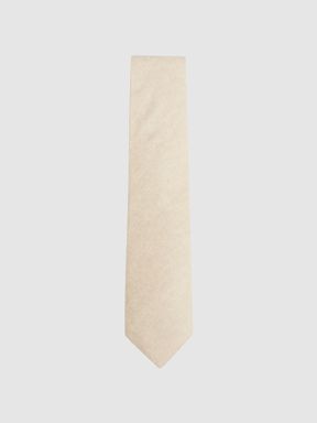 Wool-Silk Blend Tie in Oatmeal