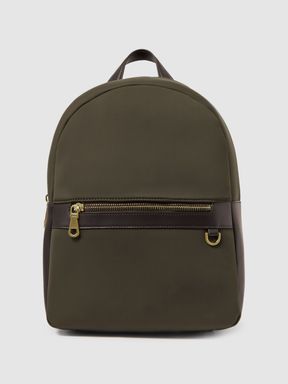 Neoprene Zipped Backpack in Khaki