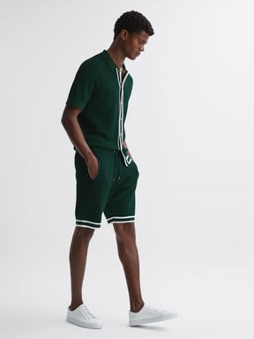 Reiss | Ché Knitted Drawstring Shorts in Dark Green