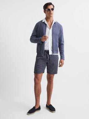 Striped Shorts in Ecru/Charc