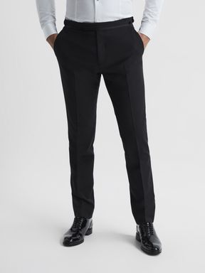 Modern Fit Tuxedo Trousers in Black